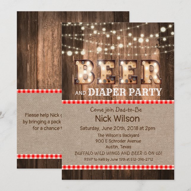 Invitation à la fête de la bière et de la couche r (Devant / Derrière)