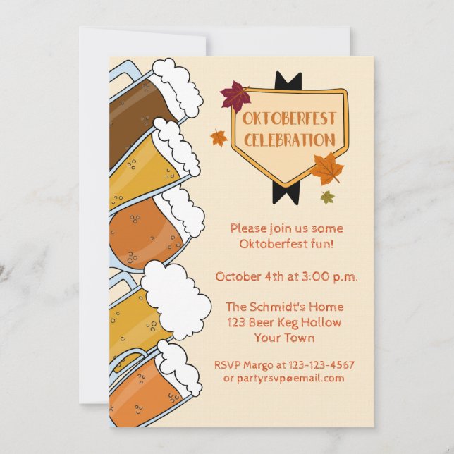 Invitation à la fête de la bière Frothy Beers (Devant)