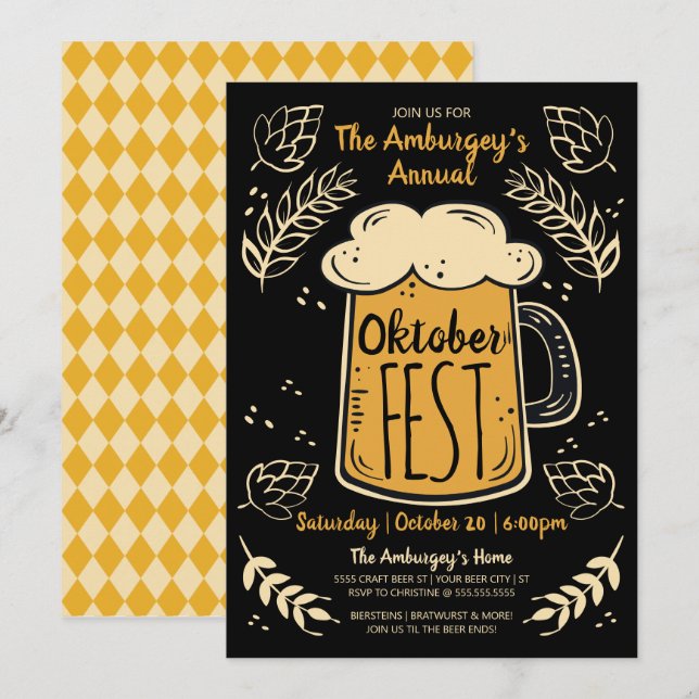 Invitation à la fête de la bière - Invitation à la (Devant / Derrière)