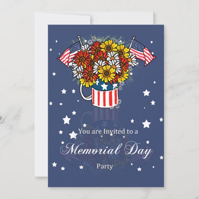 Invitation À La Fête De La Carte Memorial Day Avec (Devant)