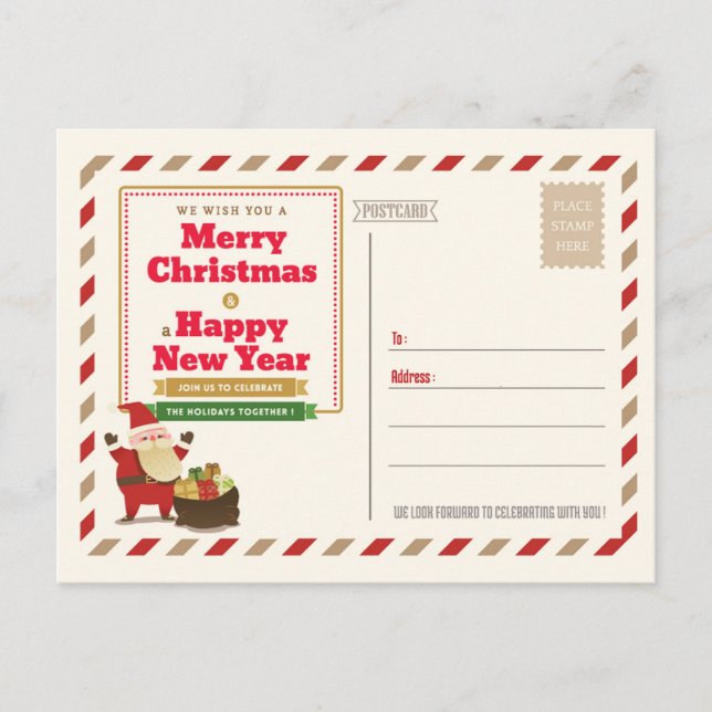 Invitation à la fête de la carte postale de Noël (Devant)