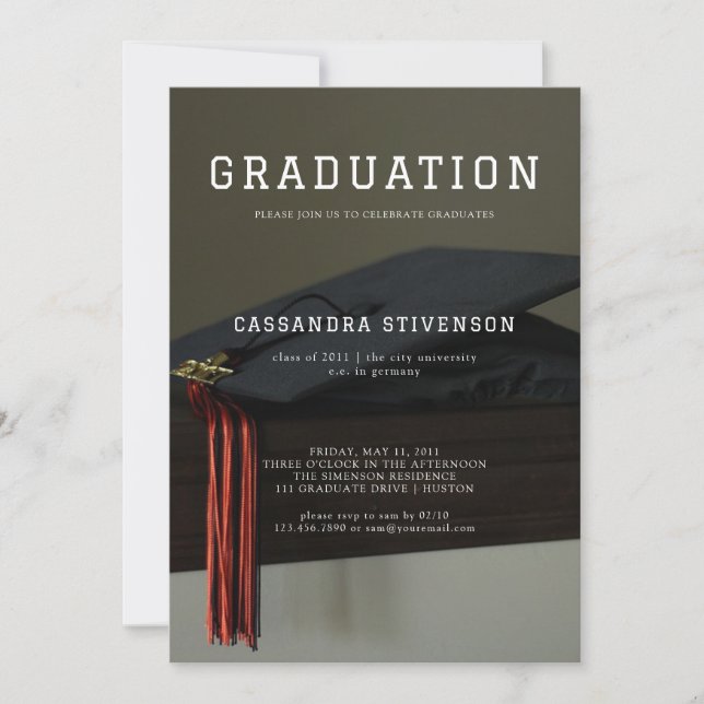 Invitation à la fête de la casquette de graduation (Devant)