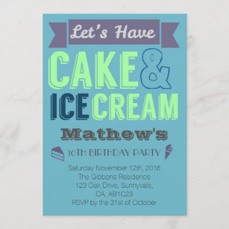 Invitation à la fête de la crème glacée Boy Cake