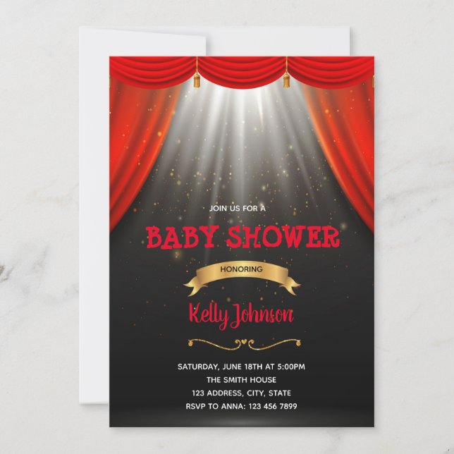 Invitation à la fête de la douche de Broadway (Devant)