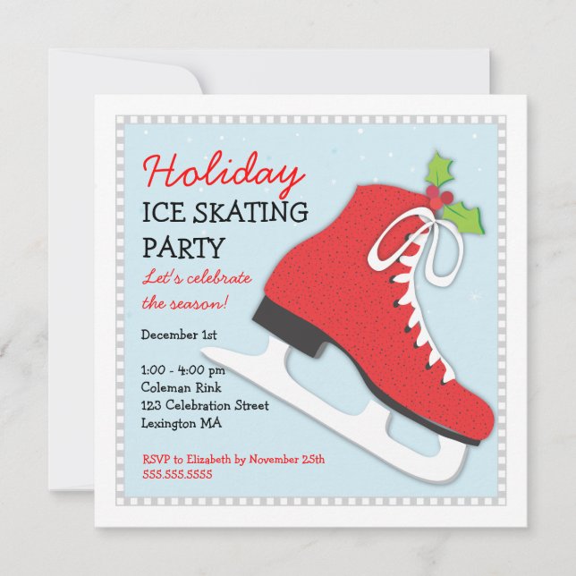 Invitation à la fête de la fête du patinage sur gl (Devant)