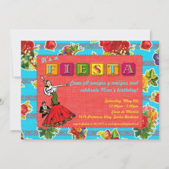 Invitation à la fête de la Fiesta - Danseuse mexic (Devant)