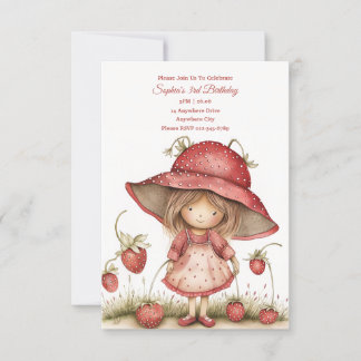 Invitation à la fête de la fille aux fraises