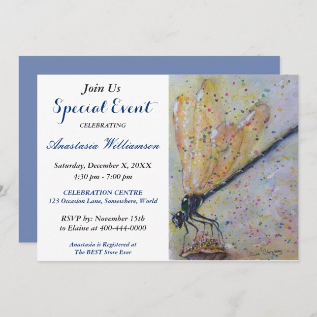 INVITATION À LA FÊTE DE LA LIBELLULE BRILLANTE (Devant / Derrière)