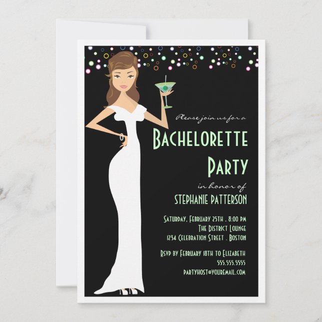 Invitation à la fête de la mariée moderne (Devant)