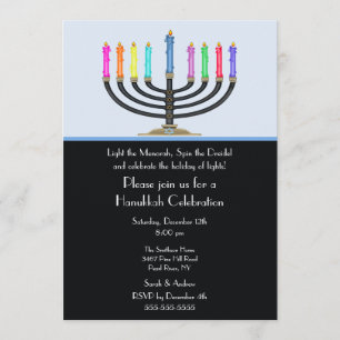 Invitation à la fête de la Menorah noire Hanoukka