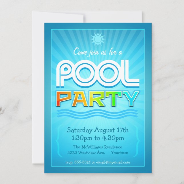 Invitation à la fête de la piscine - Célébration d (Devant)