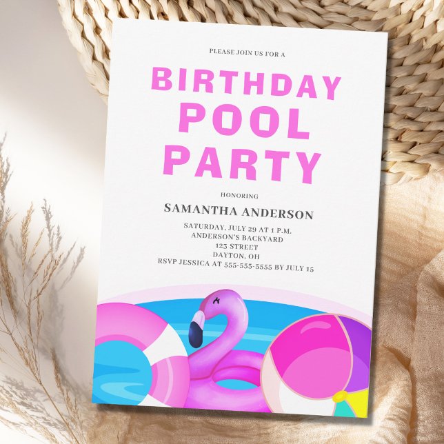 Invitation à la fête de la piscine d'anniversaire (Créateur téléchargé)