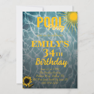 invitation à la fête de la piscine de 34e annivers