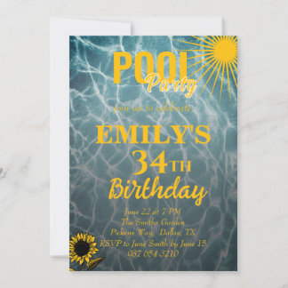 invitation à la fête de la piscine de 34e annivers