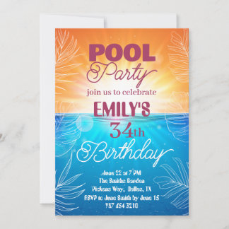 invitation à la fête de la piscine de 34e annivers