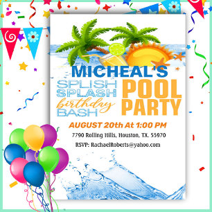 Invitation à la fête de la piscine de Bash