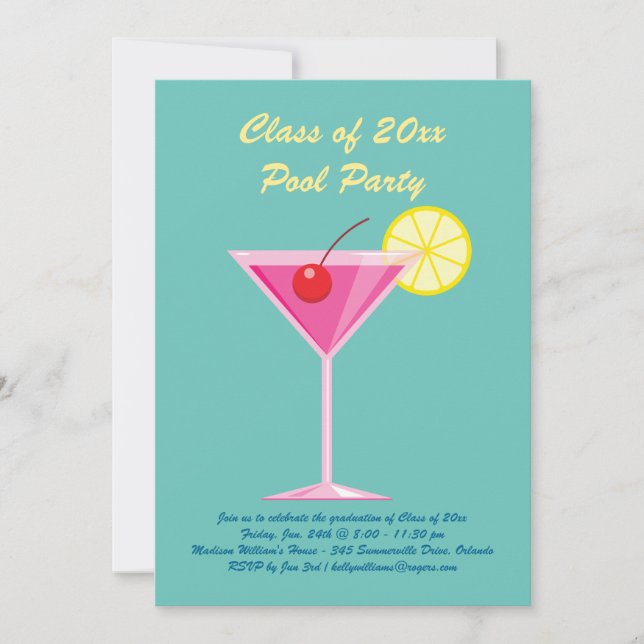 Invitation à la fête de la piscine de diplômés en  (Devant)