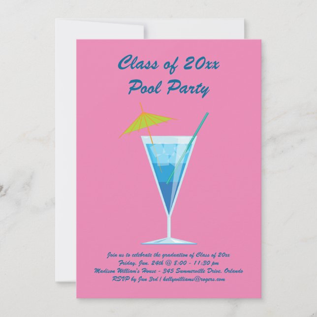 Invitation à la fête de la piscine de diplômés en  (Devant)