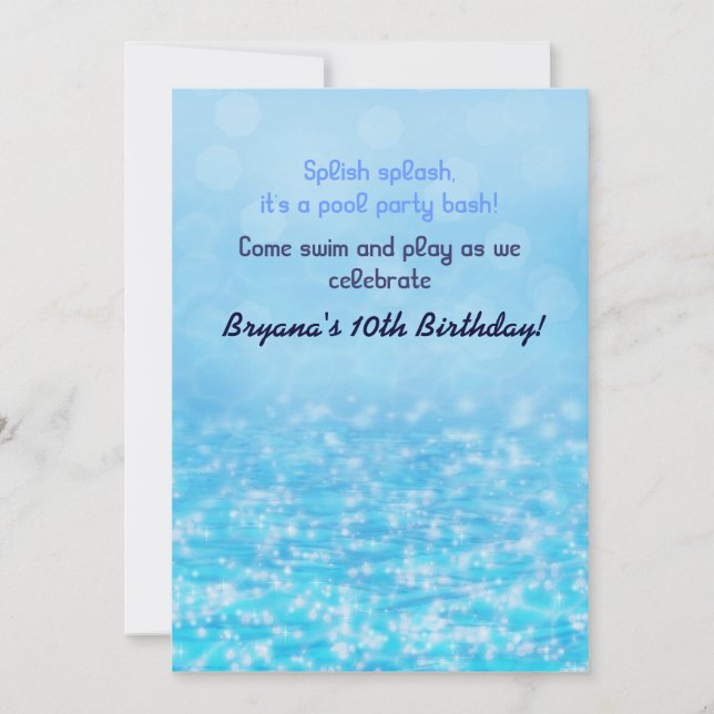 Invitation à la fête de la piscine de plage d'eau  (Devant)