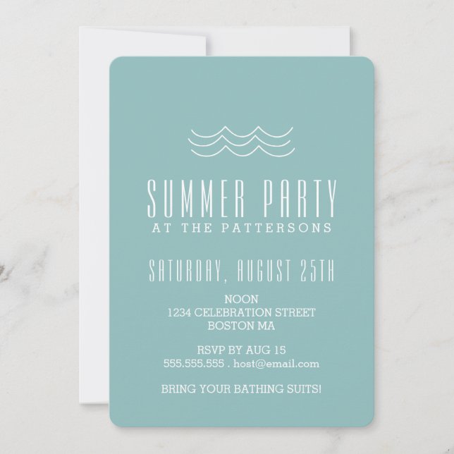 Invitation à la fête de la piscine d'été de Modern (Devant)
