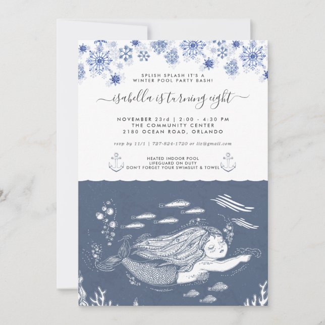 Invitation à la fête de la piscine d'hiver de la s (Devant)