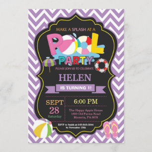 Invitation à la fête de la piscine Fille de la sod