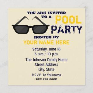 Invitation à la fête de la piscine - Lunettes de s