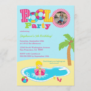 Invitation à la fête de la piscine pour les filles