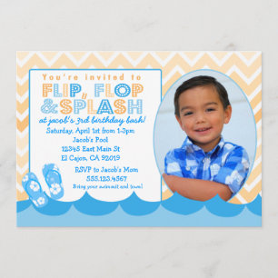 Invitation à la fête de la piscine pour les garçon