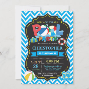 Invitation à la fête de la piscine Splish Boy été