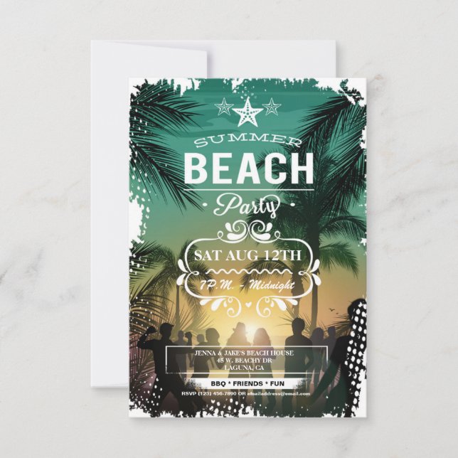 Invitation à la fête de la plage d'été (Devant)