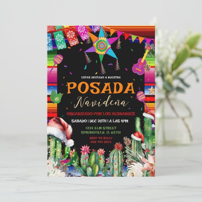 Invitation à la fête de la Posada de Noël mexicain (Debout devant)
