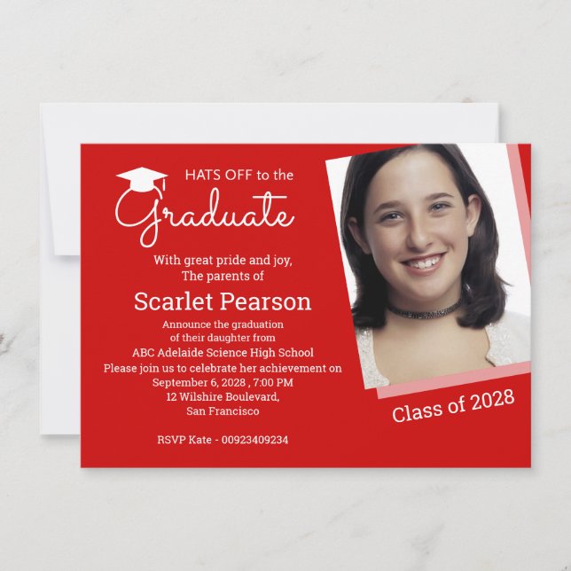 Invitation à la fête de la Red Graduation Party (Devant)