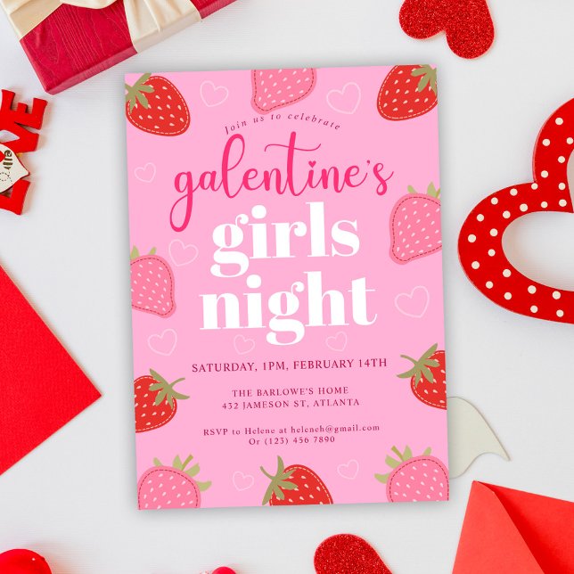 Invitation à la fête de la Saint-Galentin (Pink Fun Girly Galentine's Day Party Invitation)