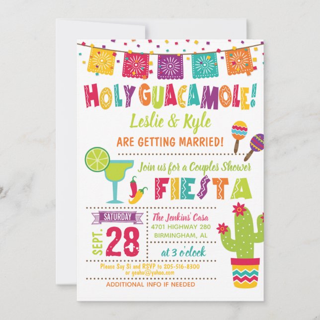 Invitation à la fête de la Saint Guacamole Couples (Devant)