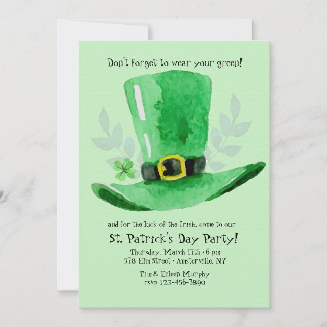 Invitation à la fête de la Saint-Patrick (Devant)
