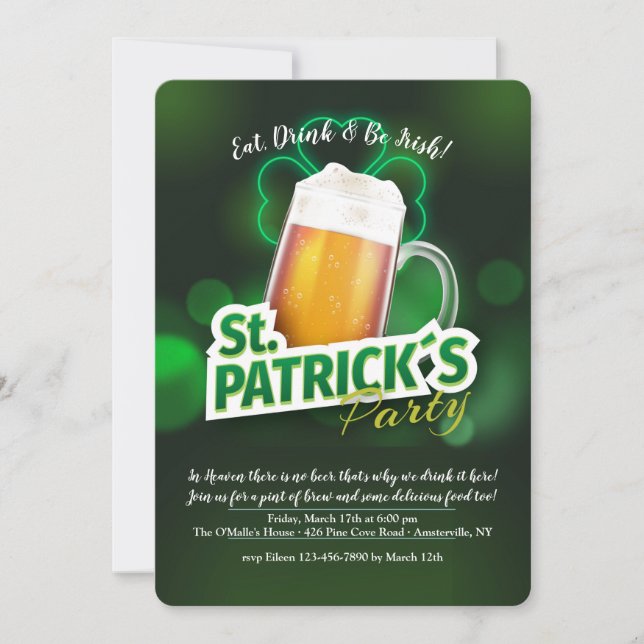 Invitation à la fête de la Saint-Patrick (Devant)