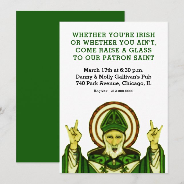 Invitation à la fête de la Saint-Patrick (Devant / Derrière)