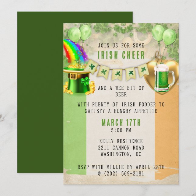 Invitation à la fête de la Saint-Patrick (Devant / Derrière)