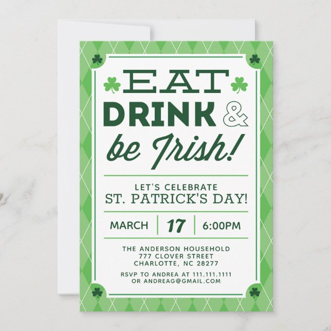 Invitation à la fête de la Saint-Patrick (Devant)