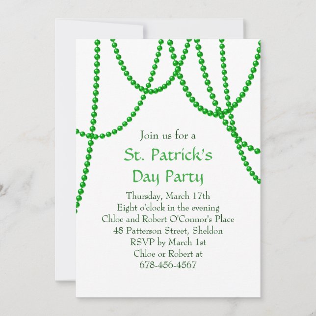 Invitation à la fête de la Saint Patrick -blanc (Devant)