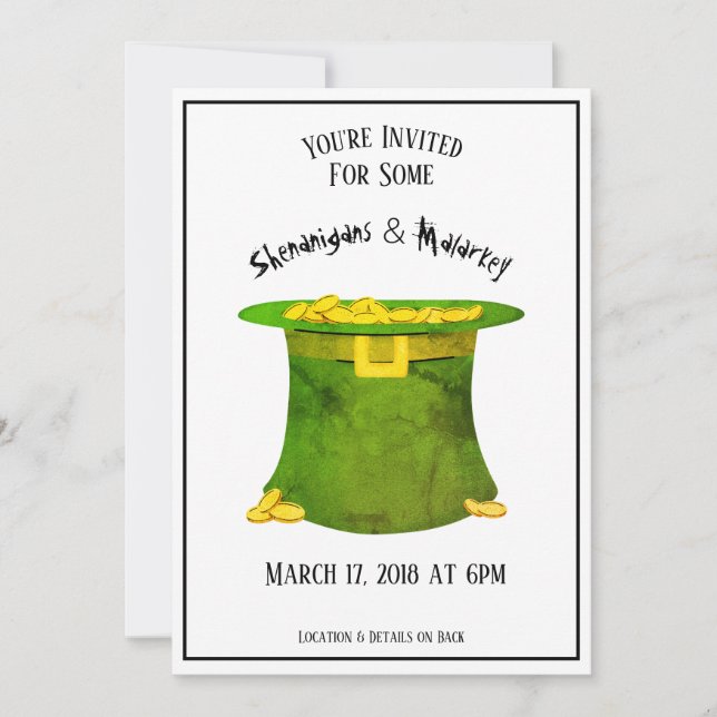 Invitation à la fête de la Saint-Patrick Casquette (Devant)