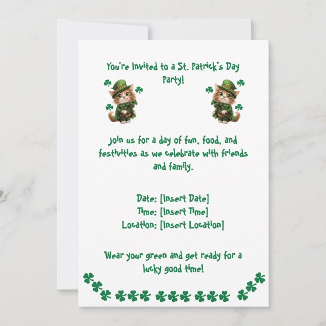 Invitation à la fête de la Saint-Patrick – Pour le (Devant)