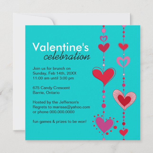 Invitation à la fête de la Saint Valentin (Devant)