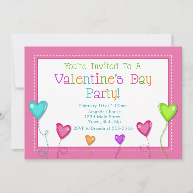 Invitation à la fête de la Saint-Valentin, Coeur d (Devant)
