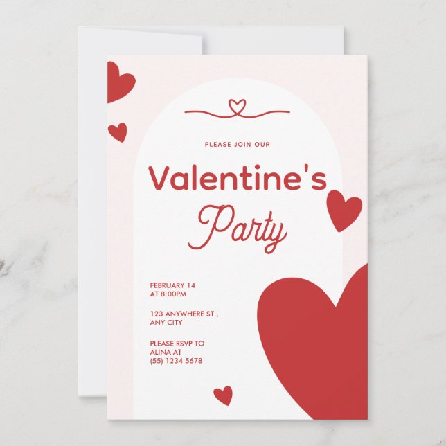 Invitation à la fête de la Saint-Valentin moderne  (Devant)