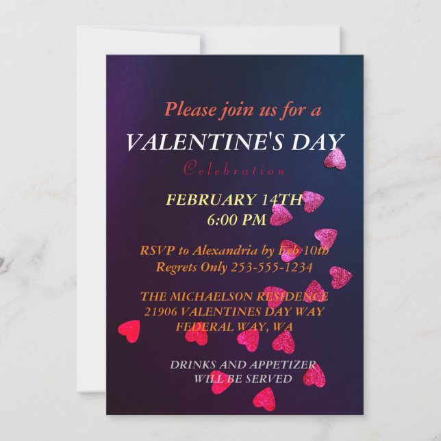 Invitation à la fête de la Saint-Valentin romantiq (Devant)