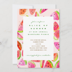 Invitation à la fête de la tranche de pastèque d'é