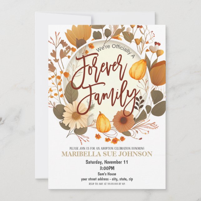 Invitation à la fête de l'adoption (Devant)