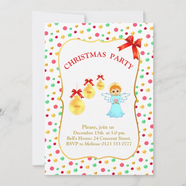 Invitation à la fête de l'ange de Noël (Devant)